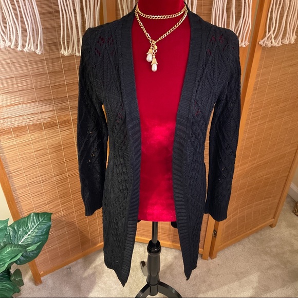 Vintage BENETTON Crochet Cardigan Belted - Picture 9 of 12